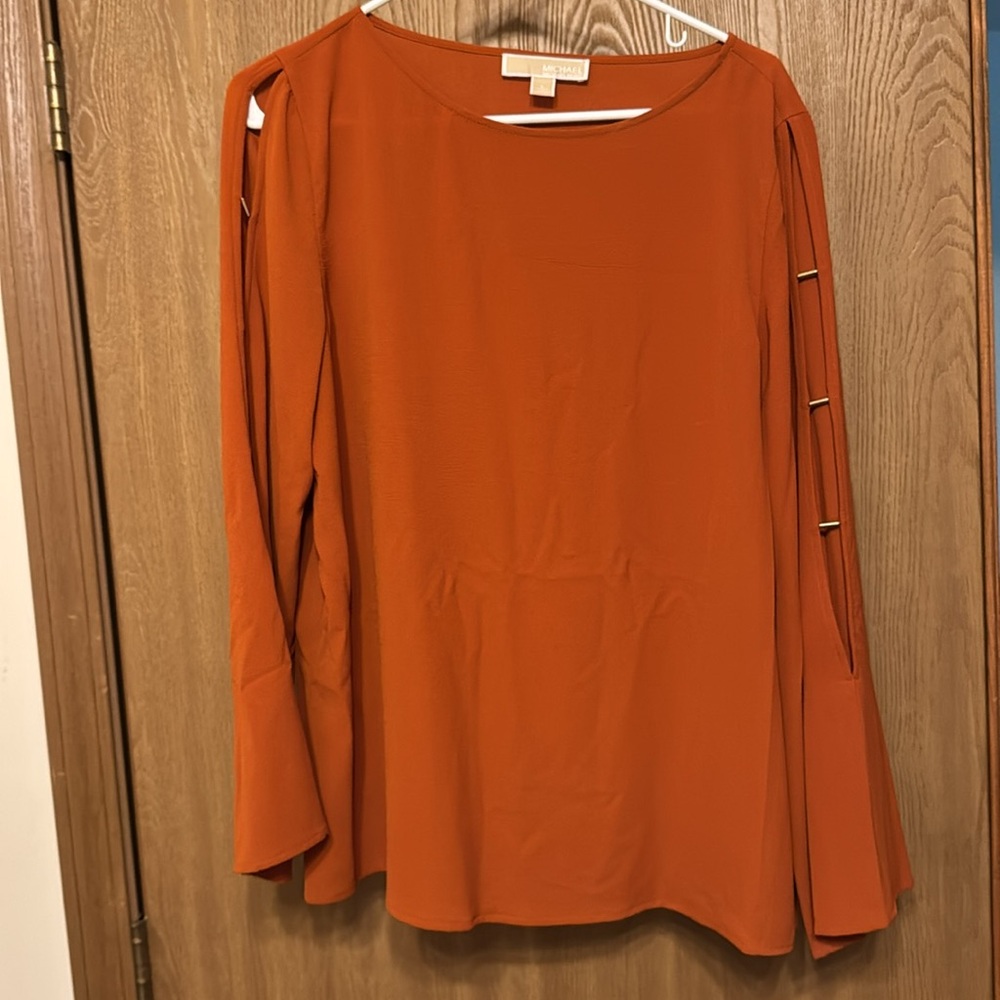 Rust Orange Long Sleeve Blouse